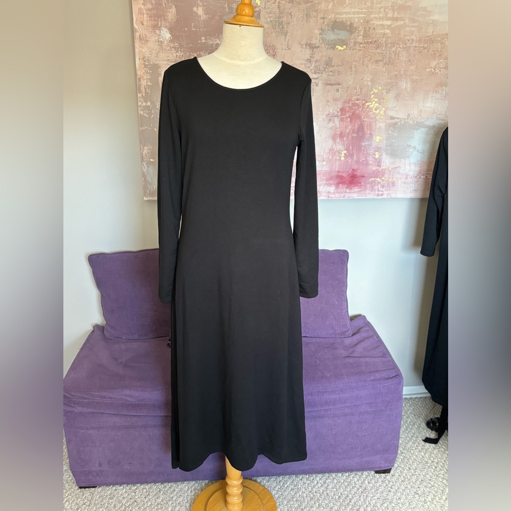 Ann Taylor Long Black‎ Jersey Stretch Sleeve Sheath Dress Size M NWT